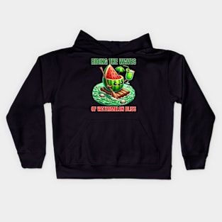 Watermelon Surf - Riding the Waves of Watermelon Bliss Shirt Kids Hoodie